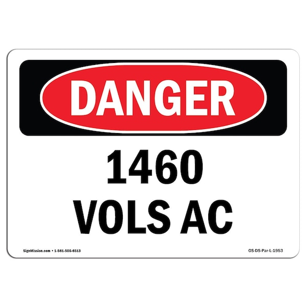Safety Sign, OSHA Danger, 3.5" Height, 5" Width, 4160 Volts AC, Landscape, 10PK
